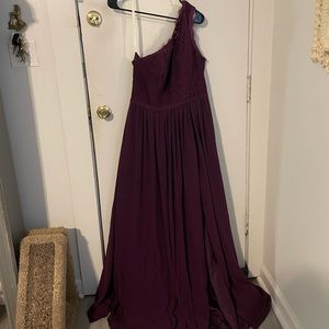 Azazie One-Shoulder Lace Floor Length Bridesmaid Dress